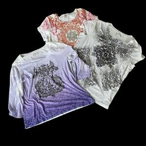 Bundle of 3 Chico Zenergy Tee Tops Size 2  /L / 14